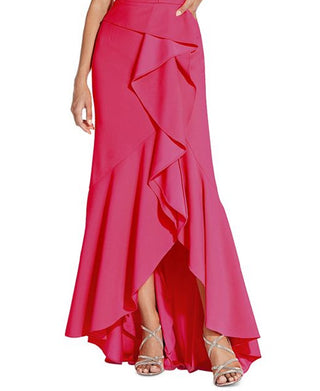 Adrianna Papell Women's One Shoulder Beaded Ruffled Gown Pink Size 4