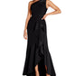 Adrianna Papell Women's One Shoulder Beaded Ruffled Gown Black Size 6