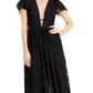 Aidan By Aidan Mattox Women's Plunge Neck Flutter Sleeve Gown Black Size 16
