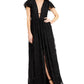 Aidan By Aidan Mattox Women's Plunge Neck Flutter Sleeve Gown Black Size 16