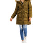 Steve Madden Junior's Faux Fur Trim Hooded Puffer Coat Green Size Small