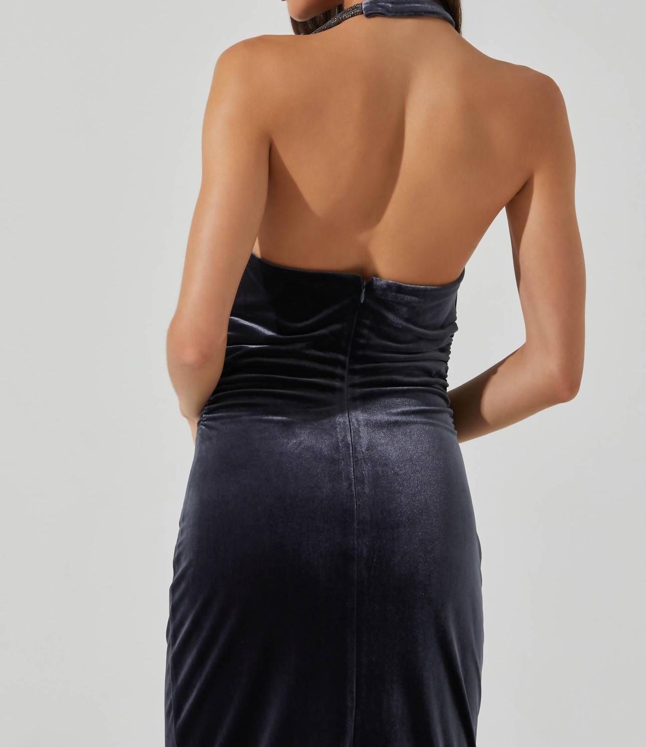 Astr - Eugenie Velvet Halter Midi Dress