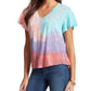 Jessica Simpson Women's Tie Dyed Flutter Sleeve V Neck Top White Size Small