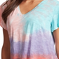 Jessica Simpson Women's Tie Dyed Flutter Sleeve V Neck Top White Size Small