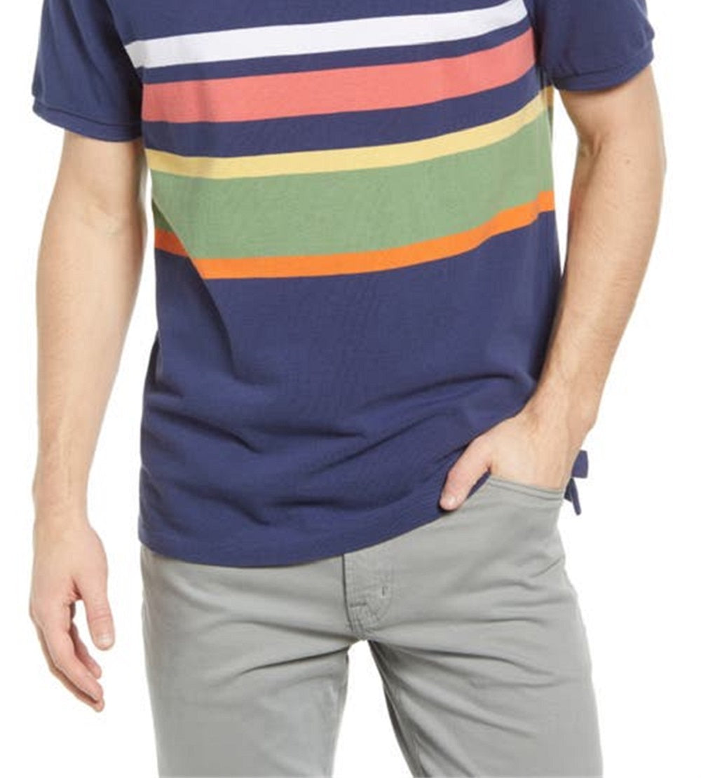 Polo Ralph Lauren Men's Stripe Piqué Polo Blue Size Medium