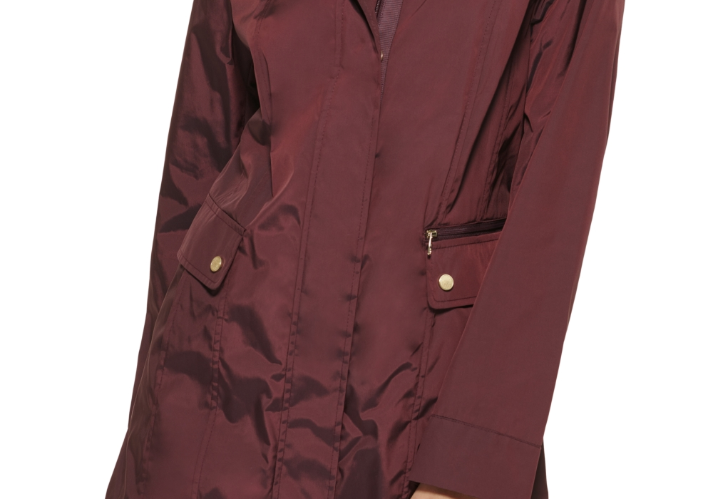 Cole Haan Women's Black Hooded Raincoat Packable Size Medium