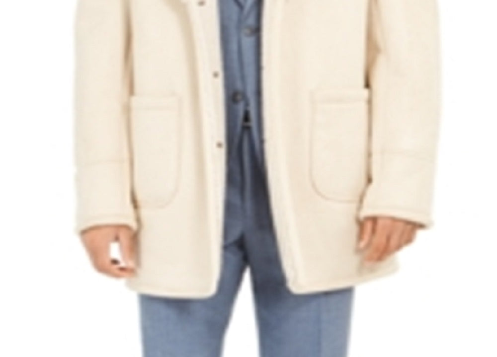 Tallia Men's Faux Fur Solid Overcoat Brown Size XX-Large