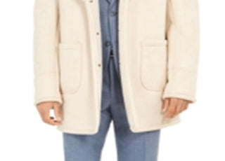 Tallia Men's Faux Fur Solid Overcoat Brown Size XX-Large