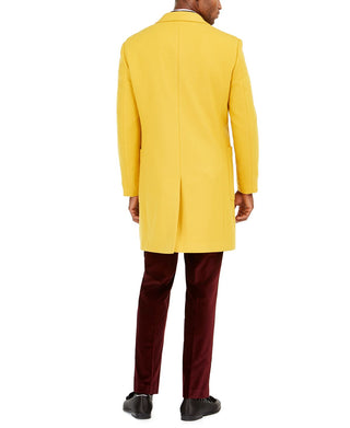 Tallia Men's Solid Overcoat Yellow Size Large