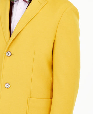 Tallia Men's Solid Overcoat Yellow Size Large