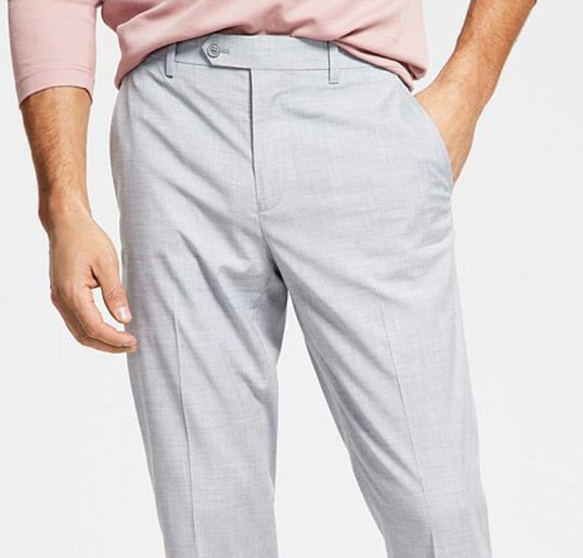 Alfani Men's Slim Fit Stretch Solid Suit Pants Gray Size 34X32