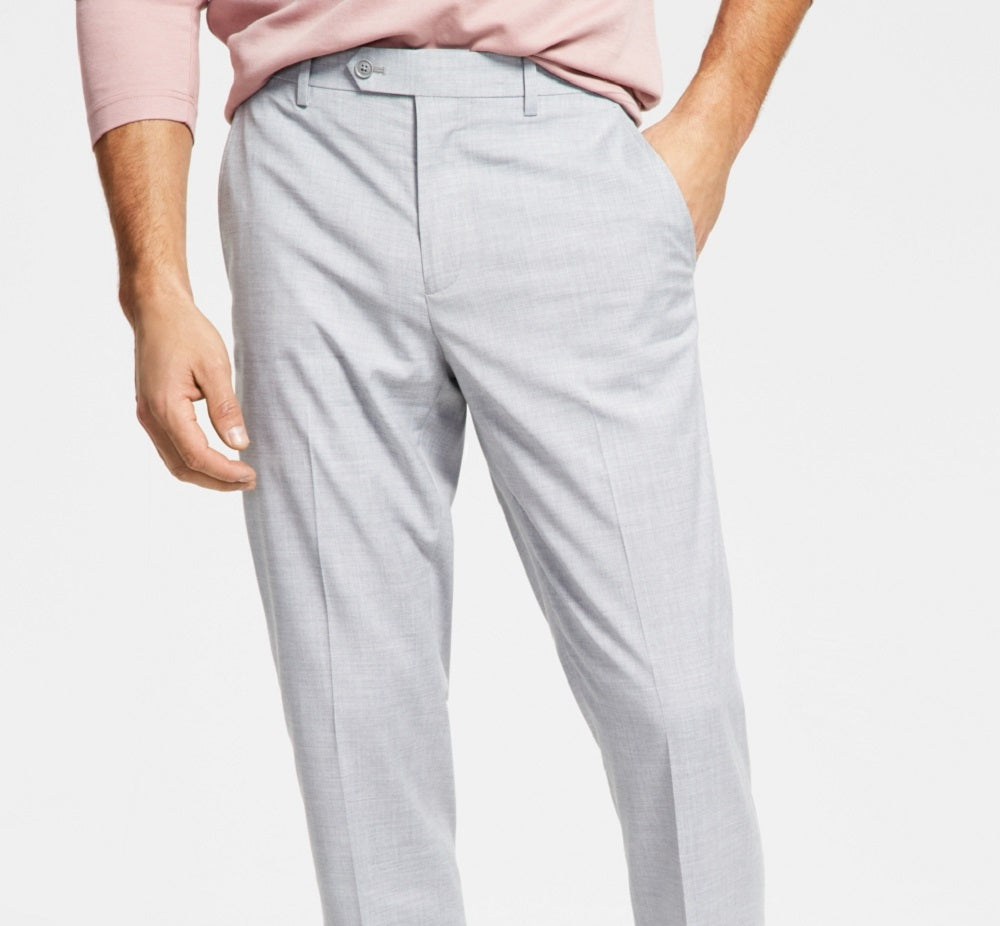 Alfani Men's Slim Fit Stretch Solid Suit Pants Gray Size 36X34