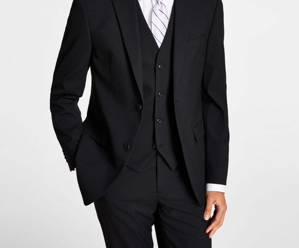 Alfani Men's Slim Fit Stretch Solid Suit Jacket Black Size 42