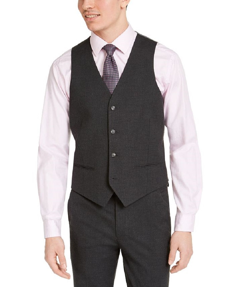 Alfani Men's Slim Fit Stretch Solid Suit Vest Black Size Medium