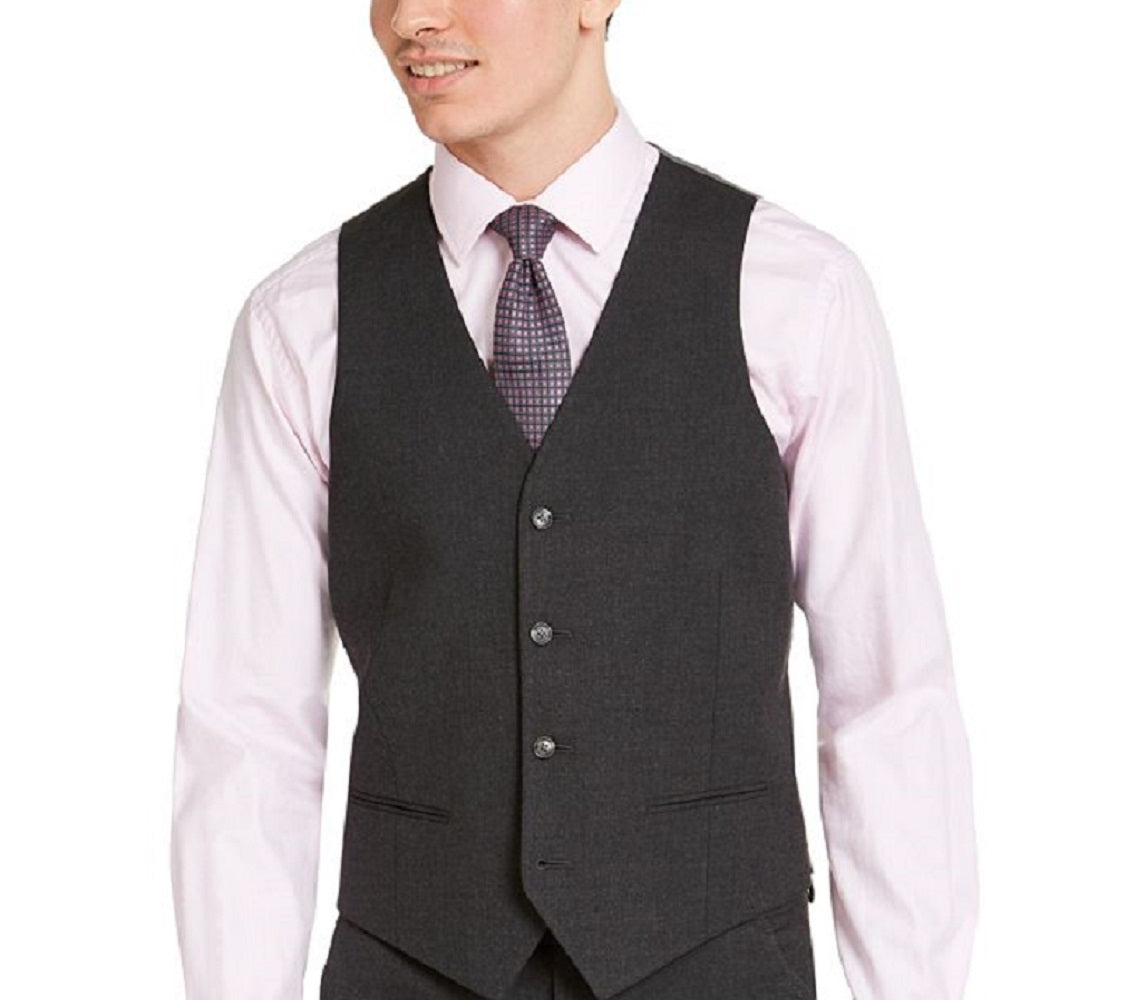 Alfani Men's Slim Fit Stretch Solid Suit Vest Black Size Medium