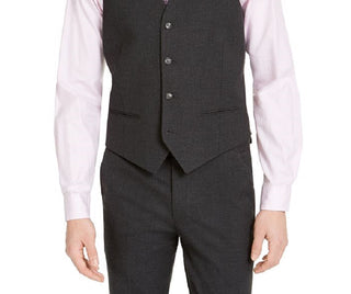 Alfani Men's Slim Fit Stretch Solid Suit Vest Black Size Medium