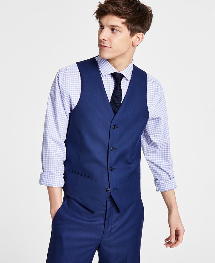 Alfani Men's Slim Fit Stretch Solid Suit Vest Blue Size Medium