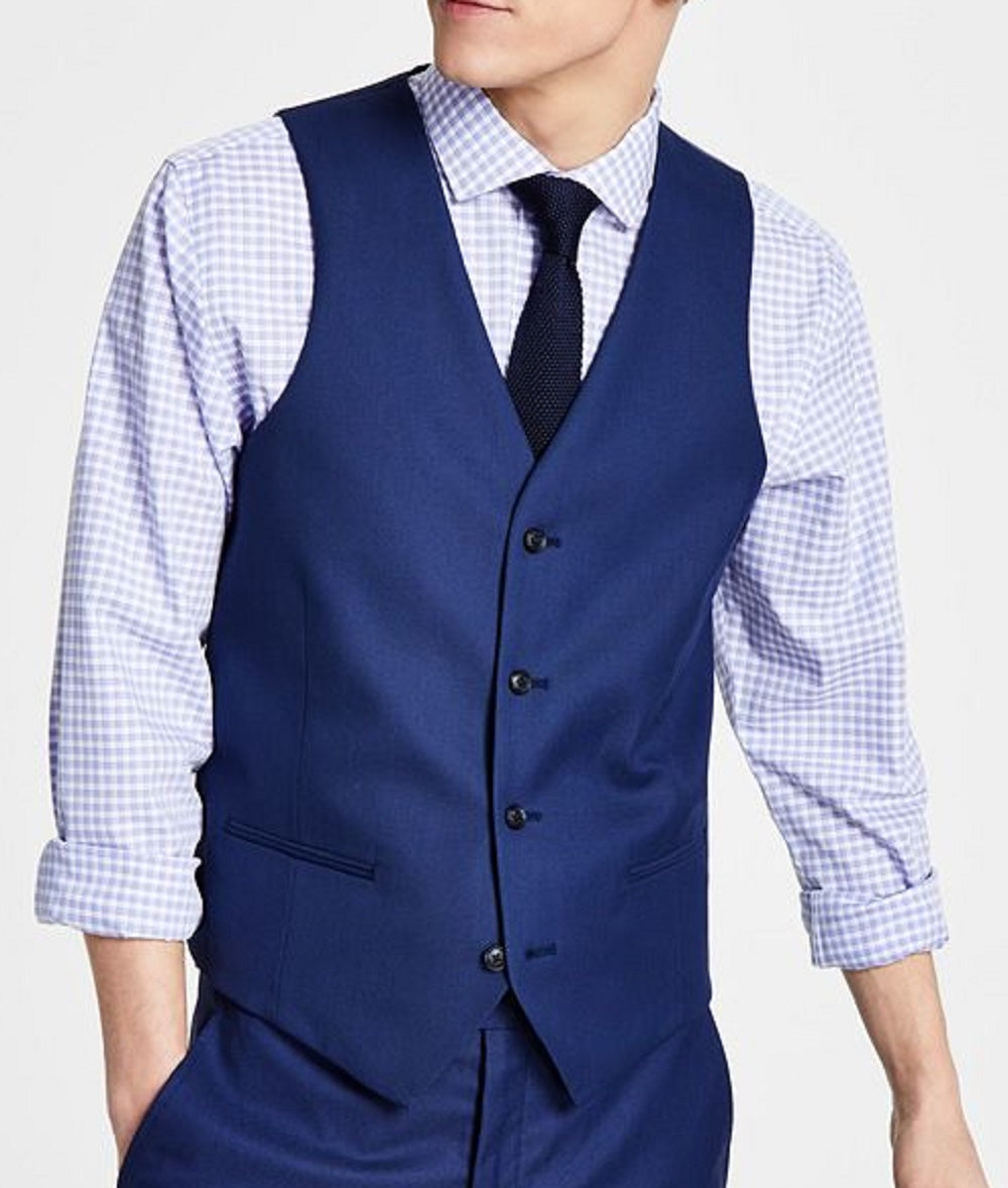Alfani Men's Slim Fit Stretch Solid Suit Vest Blue Size Medium