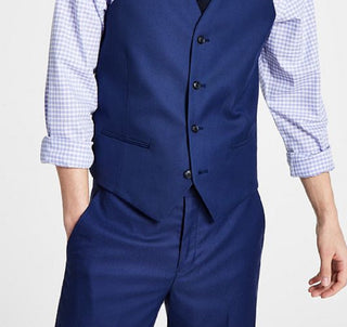Alfani Men's Slim Fit Stretch Solid Suit Vest Blue Size Medium