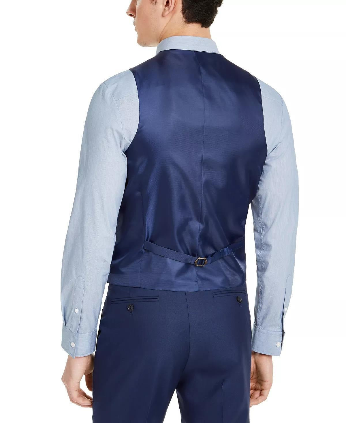 Alfani Men's Slim Fit Stretch Solid Suit Vest Blue Size Medium