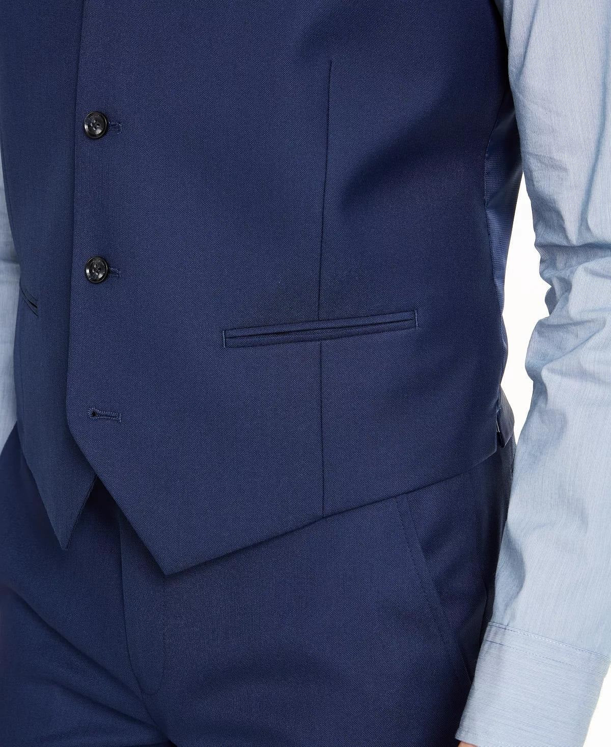 Alfani Men's Slim Fit Stretch Solid Suit Vest Blue Size Medium