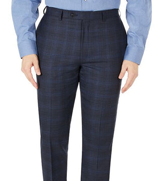 Calvin Klein Men's Infinite Stretch Windowpane Wool Suit Separate Pants Blue Size 32X32