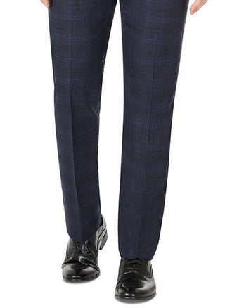 Calvin Klein Men's Infinite Stretch Windowpane Wool Suit Separate Pants Blue Size 32X32