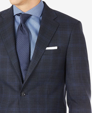 Calvin Klein Men's Windowpane Wool Suit Separate Jacket Blue Size 38