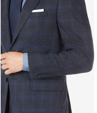Calvin Klein Men's Windowpane Wool Suit Separate Jacket Blue Size 38