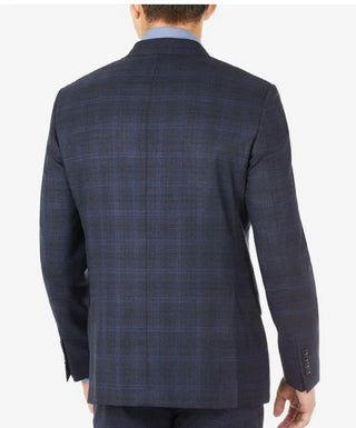 Calvin Klein Men's Windowpane Wool Suit Separate Jacket Blue Size 38