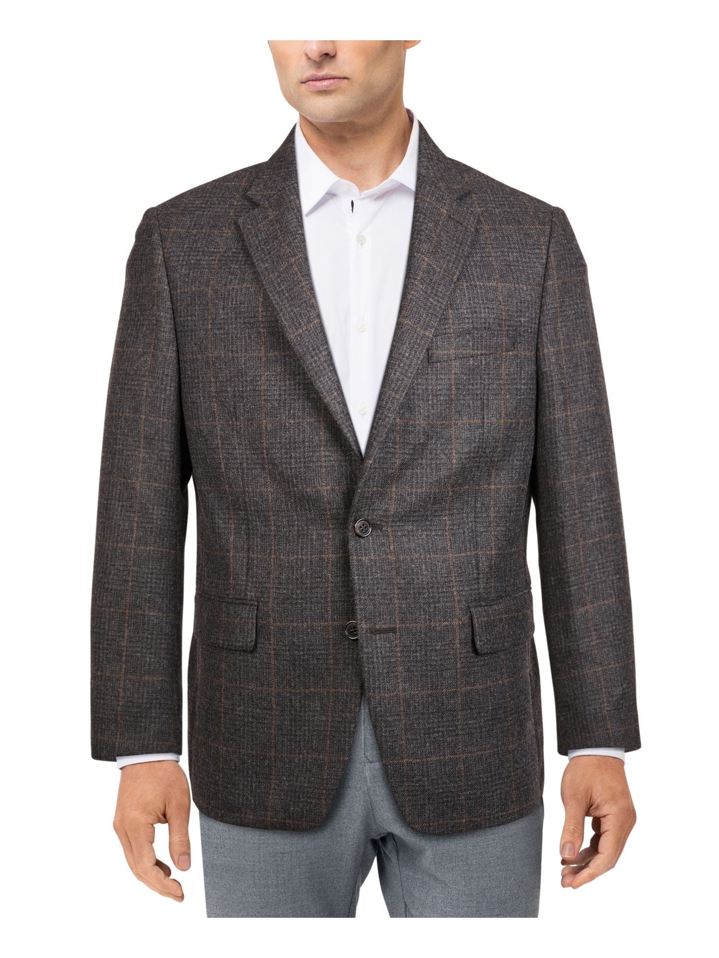 Ralph Lauren Men's Long Plaid Classic Fit Gray Size 44