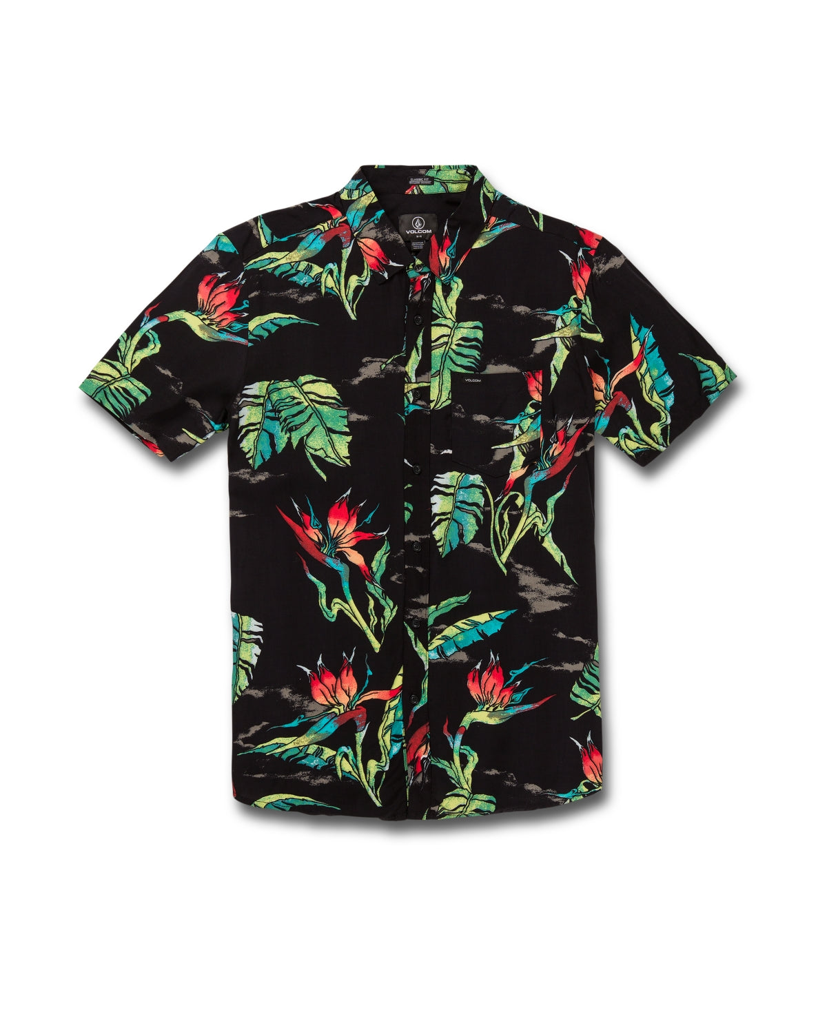 Volcom Men's Birds Of Raredise Short Sleeves Shirt Black Size X-Large