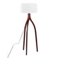 Wishbone Contemporary Floor Lamp in Walnut Wood with White Fabric Shade