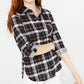 Polly & Esther Junior's Plaid Roll Tab Shirt Black Size X-Large