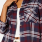 Polly & Esther Women's Plaid Utility Shirt Blue Size Small