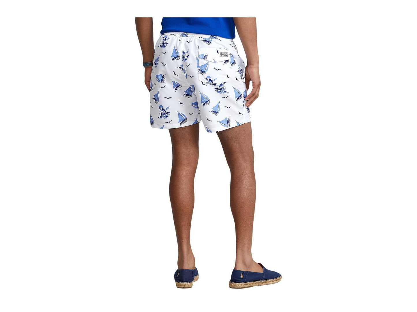 Polo Ralph Lauren Men's Traveler Sailboat Print Swim Trunks White Size Medium