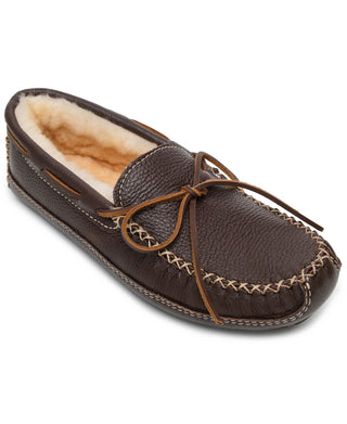 Minnetonka Men's Genuine Shearling Leather Slipper Brown Size 11M