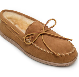 Minnetonka Men's Genuine Shearling Moccasin Slipper Brown Size 11 M