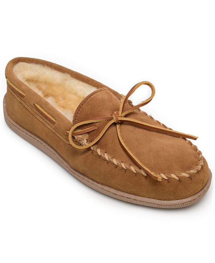 Minnetonka Men's Genuine Shearling Moccasin Slipper Brown Size 9 M