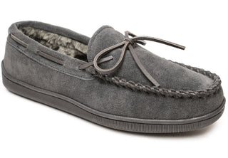 Minnetonka Men's Faux Shearling Lined Hard Sole Slipper Gray Size 12 W