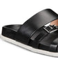 Aqua College Women's Sloan Leather Open Toe Casual Slide Sandals Black Size 7 M