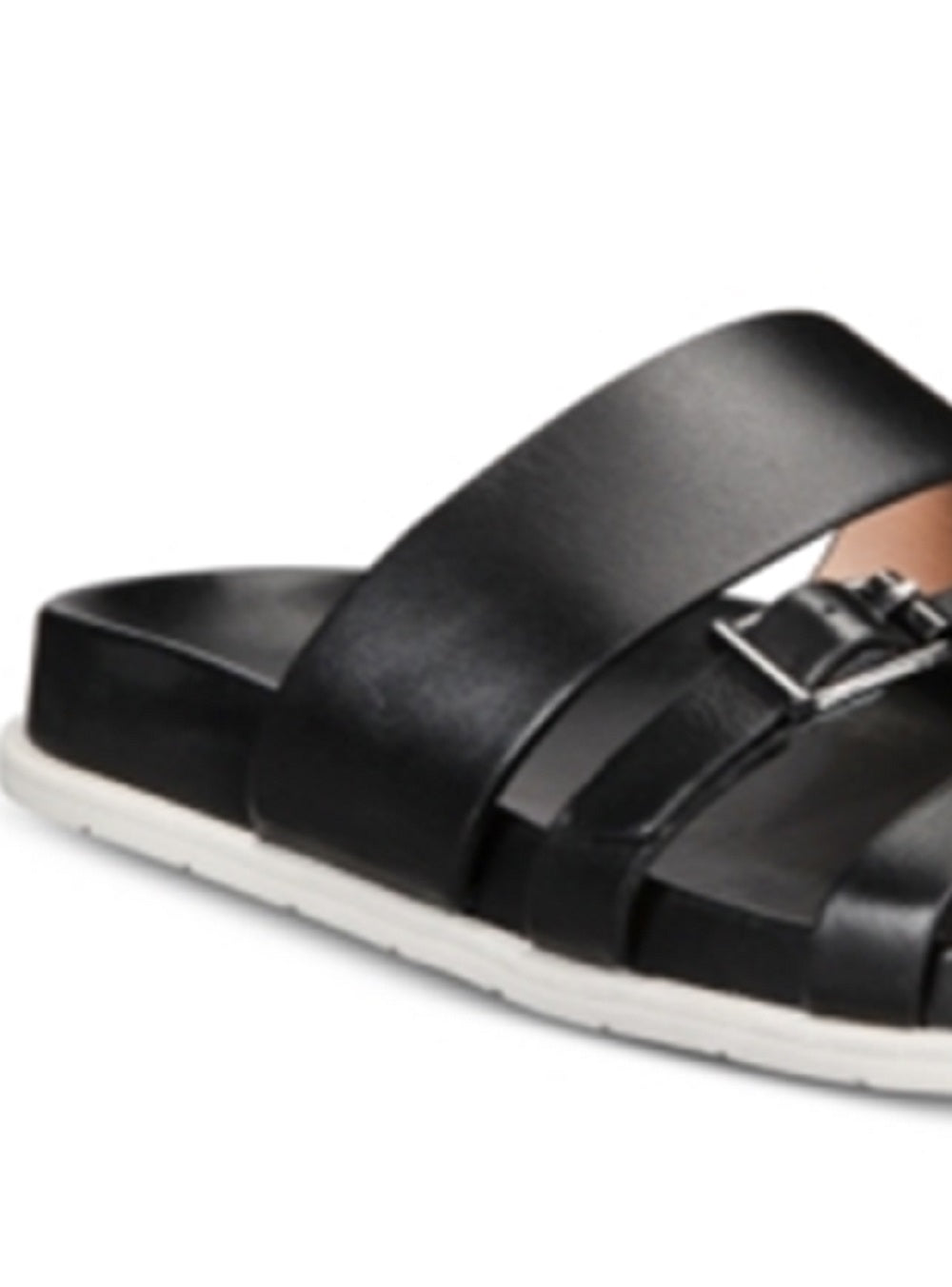 Aqua College Women's Sloan Leather Open Toe Casual Slide Sandals Black Size 7 M