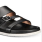 Aqua College Women's Sloan Leather Open Toe Casual Slide Sandals Black Size 7 M