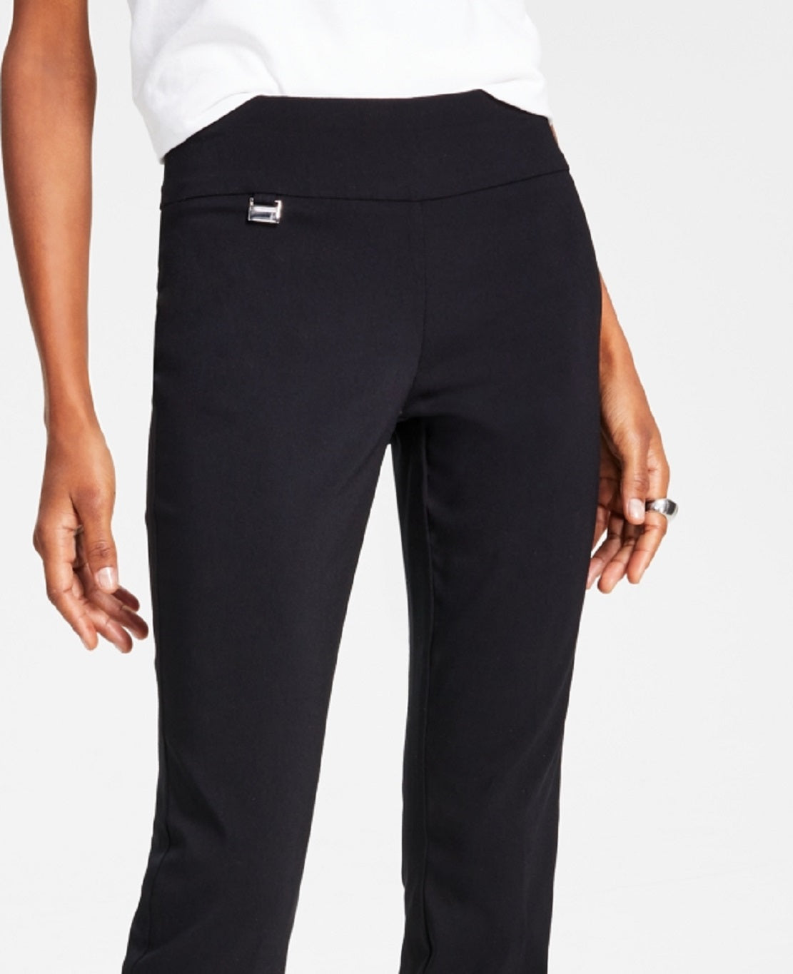 Alfani Women's Tummy Control Pull On Skinny Pants Black Size 6