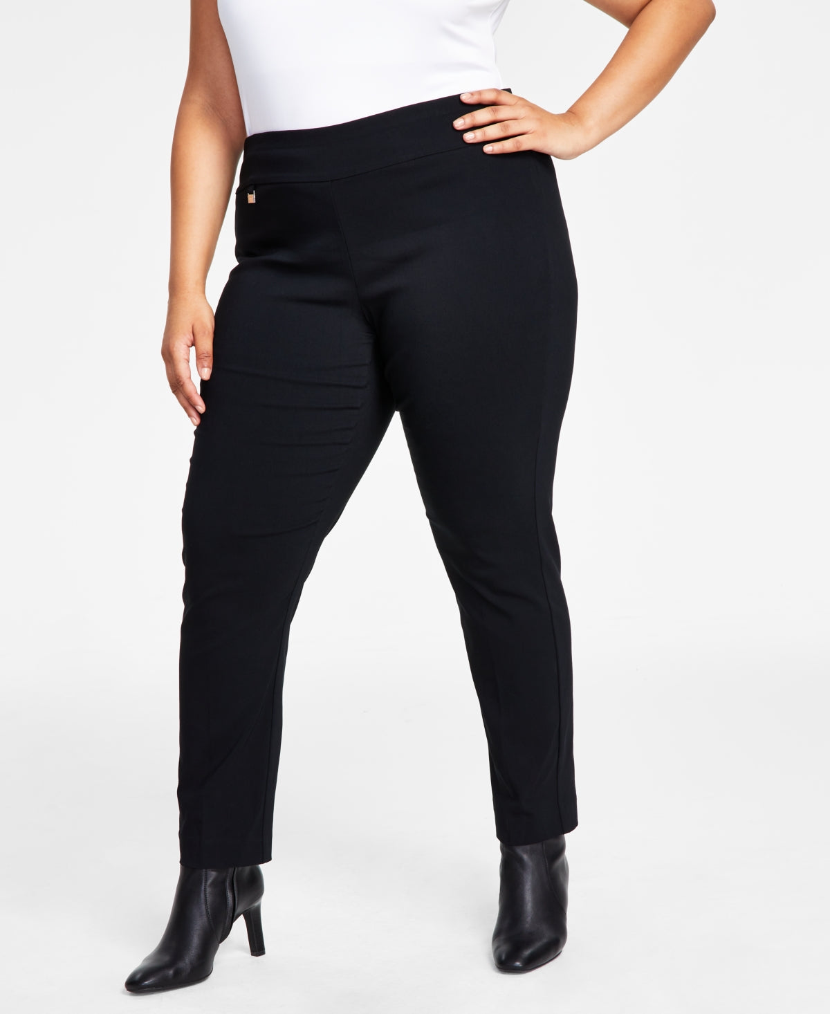 Alfani Women's Tummy Control Pull On Skinny Pants Black Size 22W