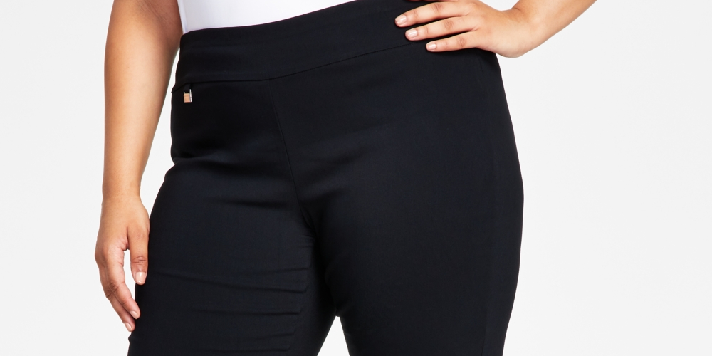 Alfani Women's Tummy Control Pull On Skinny Pants Black Size 22W