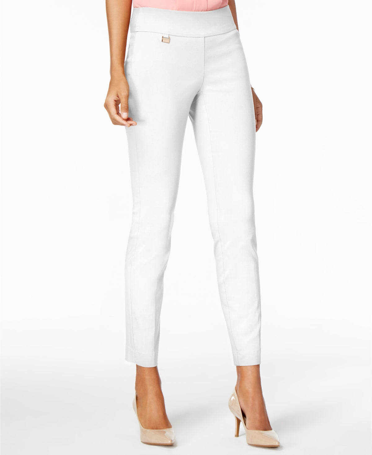 Alfani Women's Tummy Control Pull On Skinny Pants White Size 4