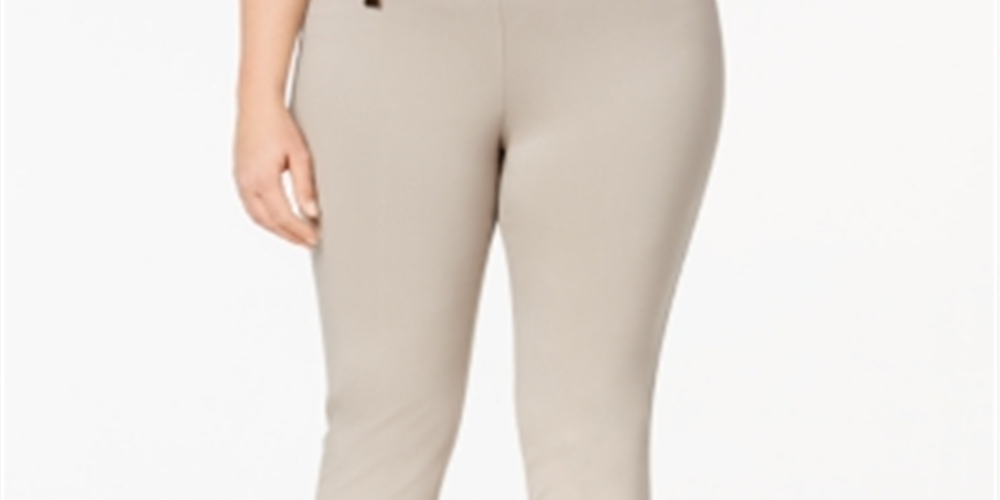 Alfani Women's Tummy Control Pull On Skinny Pants Brown Size 28W