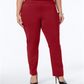 JM Collection Women's Tummy Control Pull On Slim Leg Pants Red Size 16W
