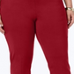 JM Collection Women's Tummy Control Pull On Slim Leg Pants Red Size 16W